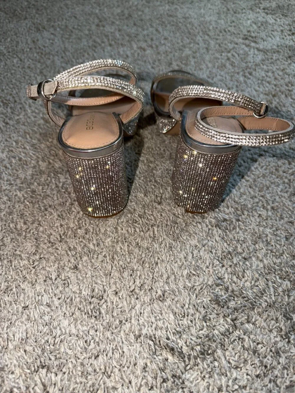 BCBGeneration Women's Pristal Rhinestone Platform Block Heel Sandals